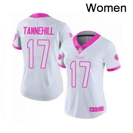 Womens Tennessee Titans 17 Ryan Tannehill Limited White Pink Rush Fashion Football Jersey